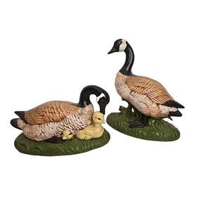 Vintage Atlantic Mold Ceramic Canadian Goose Geese w‎ Goslings Figures MCM Farm